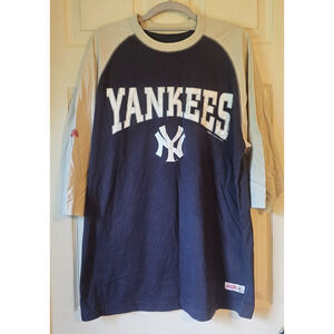 New York Yankees 3/4 Sleeve Raglan Shirt Stitches MLB Genuine Merchandise Large